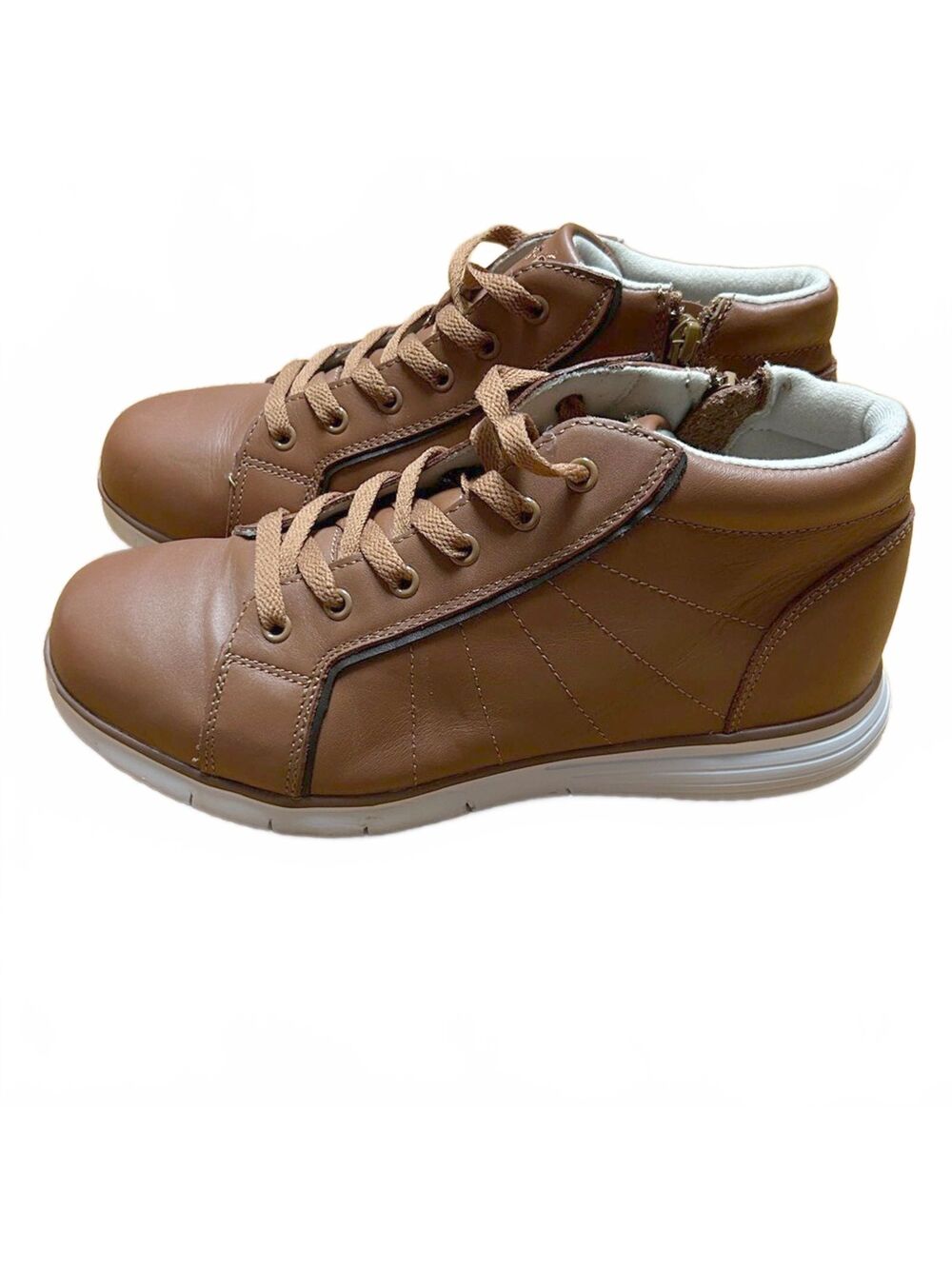 Propet Cognac Travelfit Leather Booties Lace Up Comfort Shoes | Size 7 4E WIDE